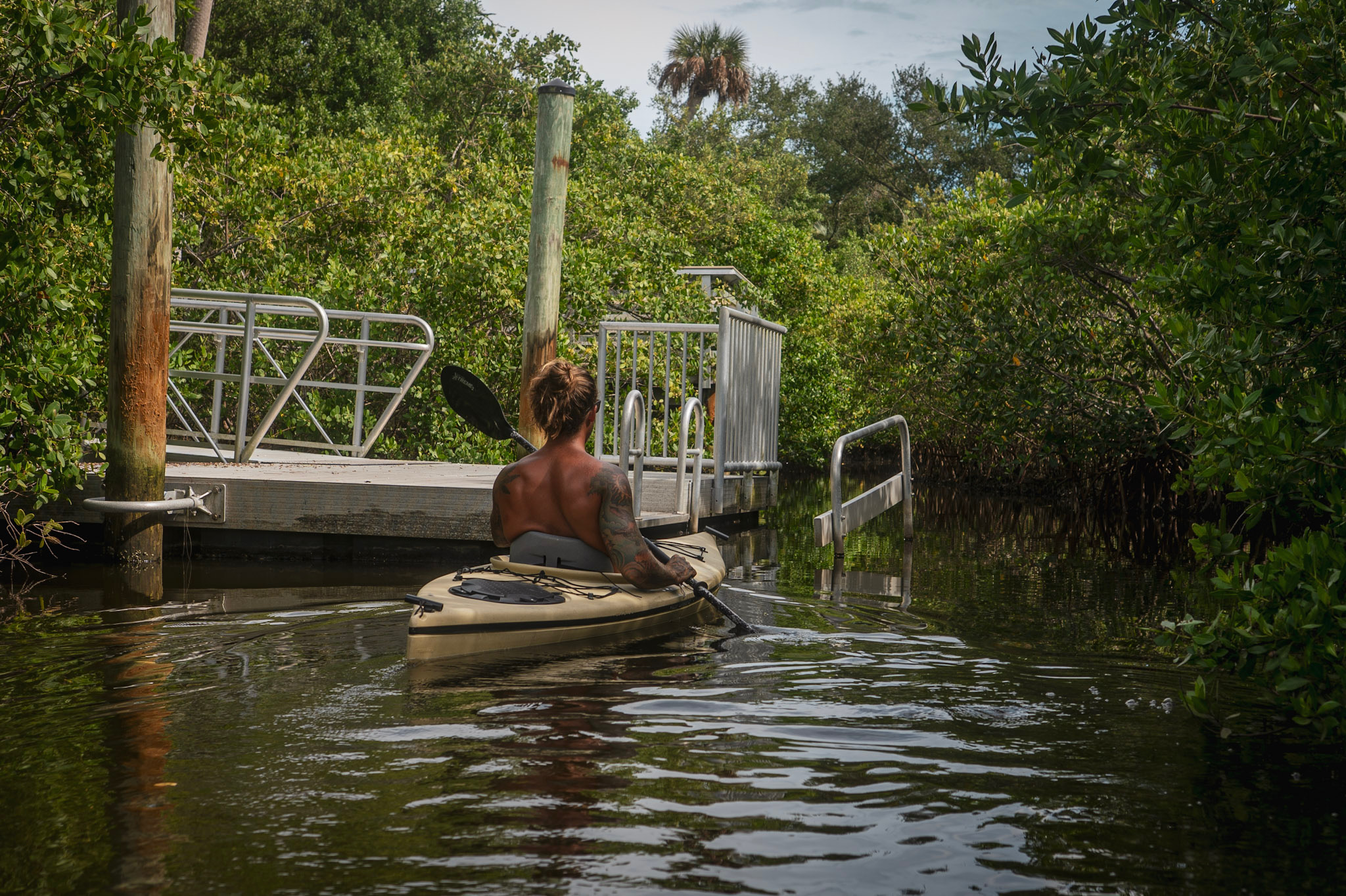 Kayaker at the launch dock
